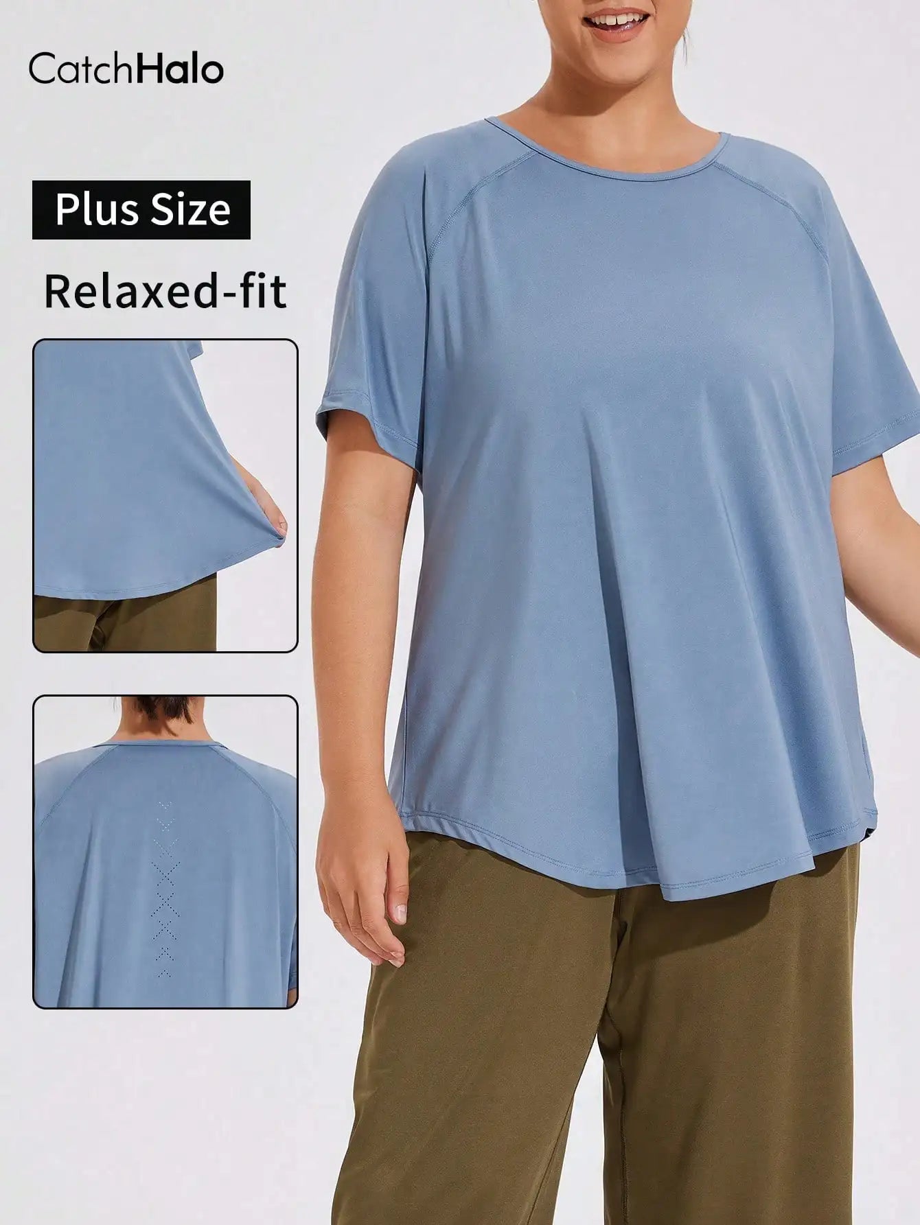 Women Plus Size Sports T-shirt Relaxed Fit Gym Top Breathable Lightweight Short Sleeve Yoga Tee Summer Activewear Clothing