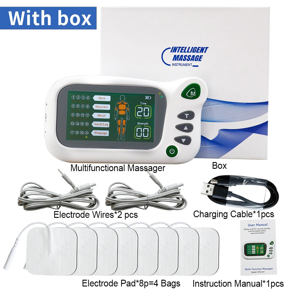 Rechargeable TENS Massager Pulse Acupuncture EMS Electric Muscle Stimulator Unit Electrostimulator Digital Relax Device