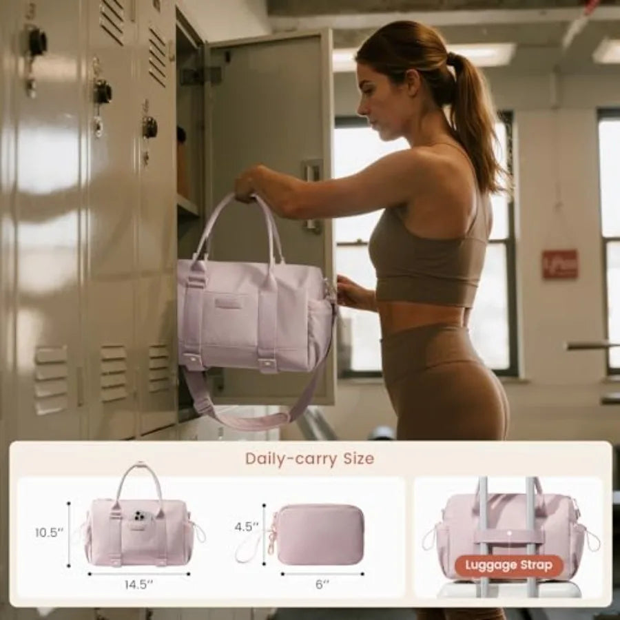 Small Gym Bag for Women with Yoga mat Holder, Mini Duffle Bag for Travel with Wet Pocket, Overnight Personal Item Bags, Lightwe
