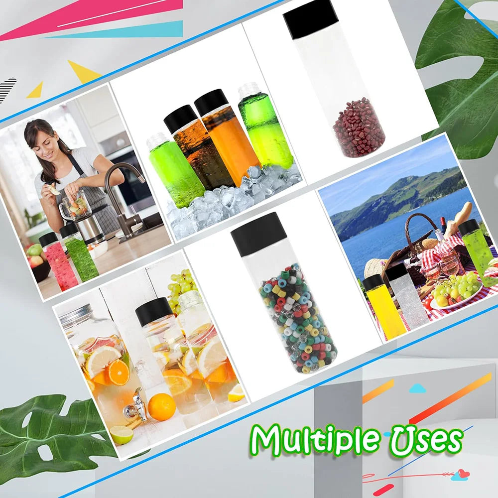 ✨ 6/12/24PCS Bulk Empty Plastic Reusable Juice /Water Bottles as Smoothie Bottles for Sensory Crafts and Calming Bottles 400m