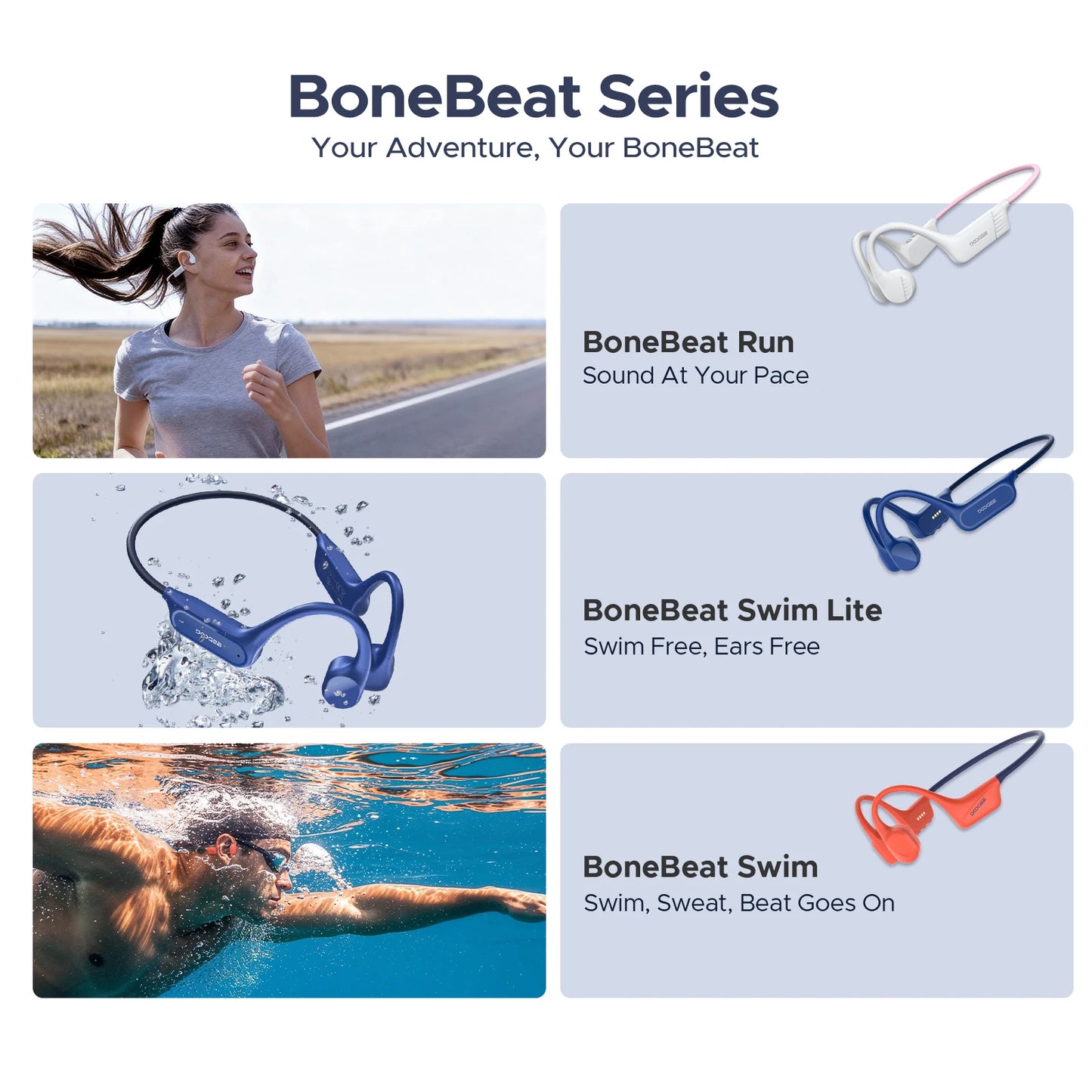 DOOGEE BoneBeat Swim Lite IP68 Waterproof Sports Bone Conduction Headphones Bluetooth 5.4+MP3 10 Hours Battery Life  Headphones