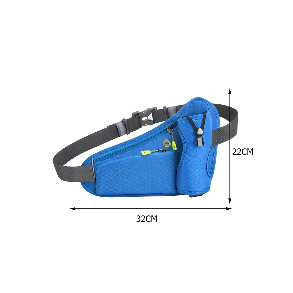 Sports Belt Bag Reflective Hydration Belt Pack Large Capacity Water Bottle Holder Bag Multifunction for Hiking Walking