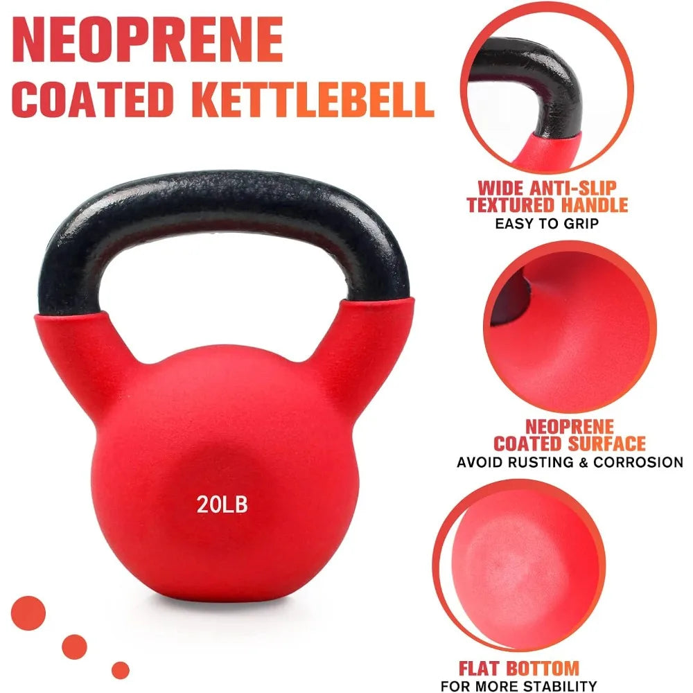 RitFit Neoprene Coated Solid Cast Iron Kettlebell 5 10 15 20 25 30 35 40 45 50 LB, Great for Full Body Workout
