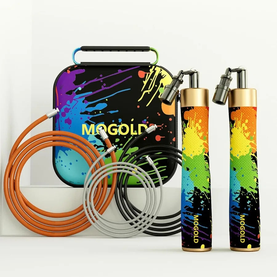 Weighted Jump Rope for Men Women -Interchangeable 1/5lb 1/4lb 1/2lb Heavy jump ropes - 360 Degree Spin - Length Adjustable,Ergon