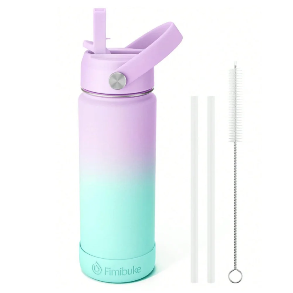 Water Bottle With Straw, 18oz 18 8 Stainless Steel Water Bottles With Lid, Tumbler Double Wall Vacuum Leak Proof Water Bottle F