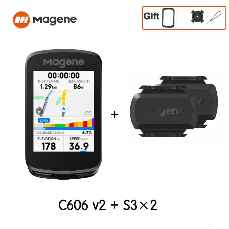 Magene C606V2 Touchscreen GPS Bike Computer WiFi Speedometer Cycling Climb Stopwatch Odometer Bluetooth Ant Navigation