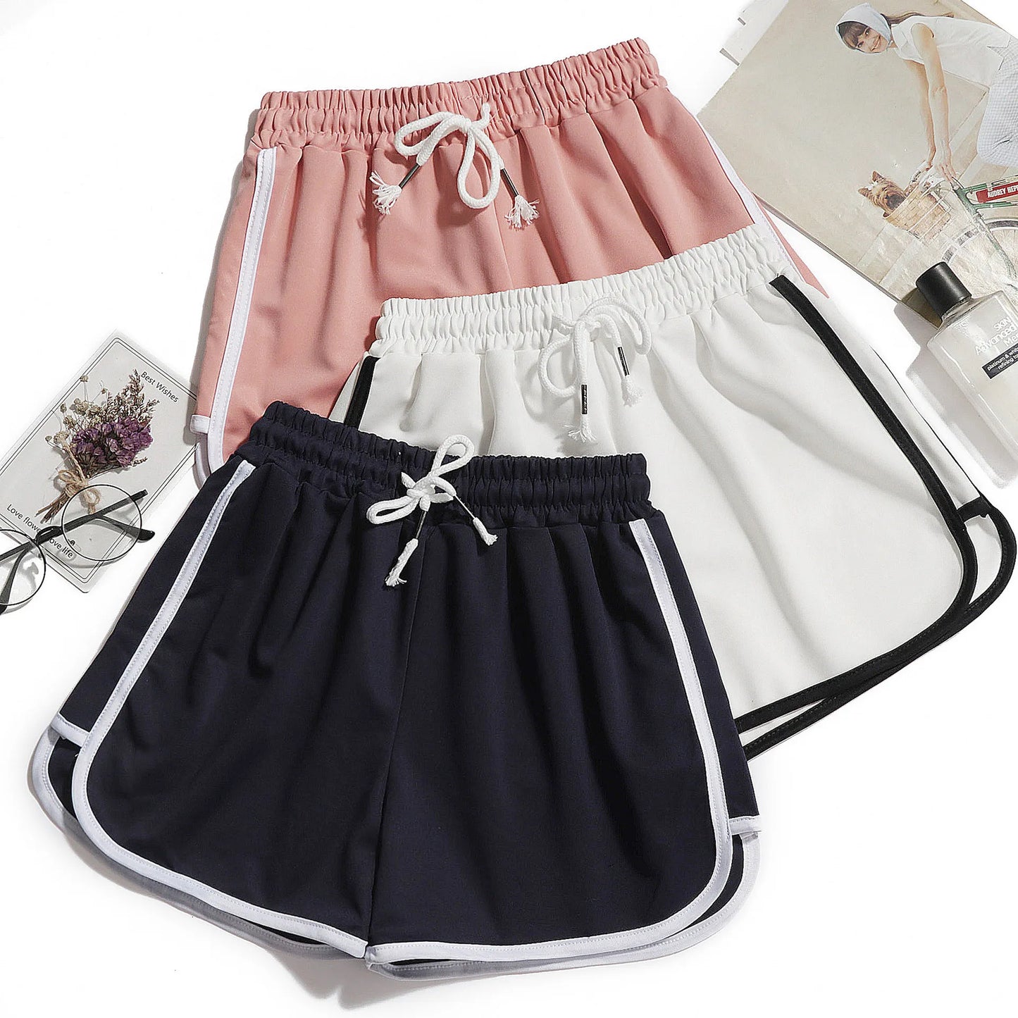 Women Yoga Shorts Summer Outer Wear Mid-waist Casual Loose Straight Pants Lady Stylish Thin Breathable Wide Leg Gym Short Pants
