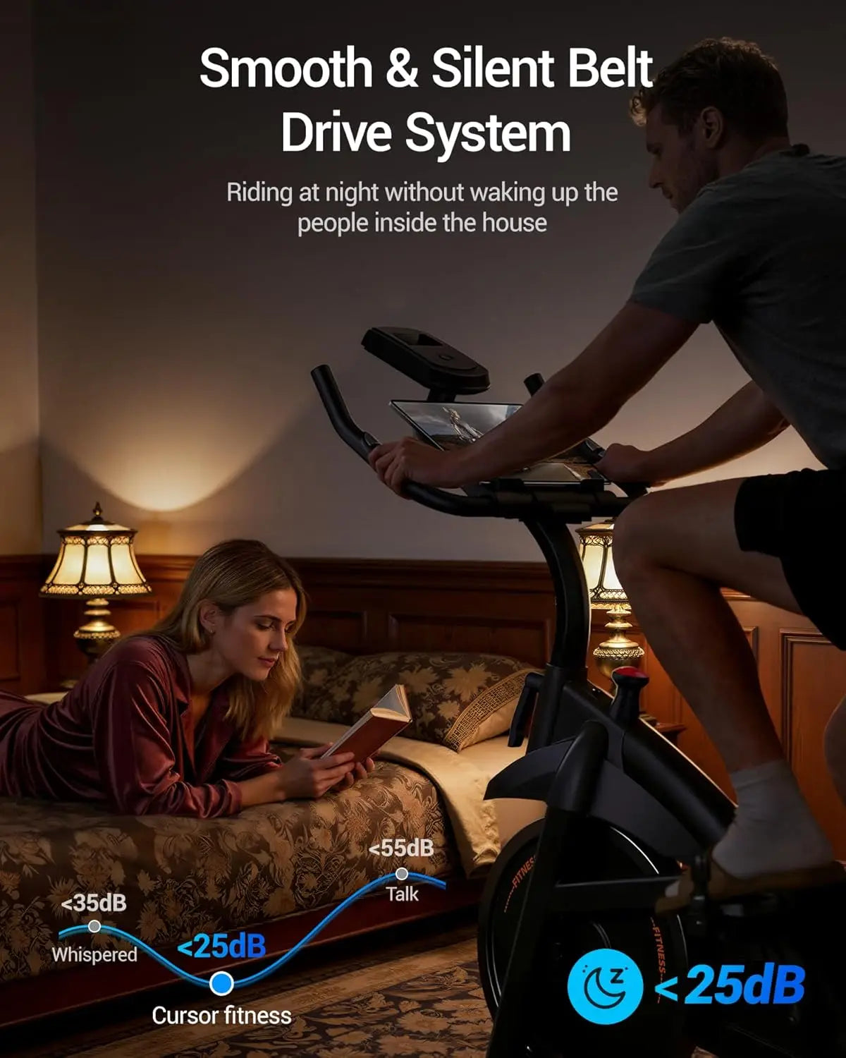 Exercise Bike, Brake Pad Stationary Bike for Home with App, 300 lb Capacity, Indoor Cycling Spin Bike with Comfort Seat