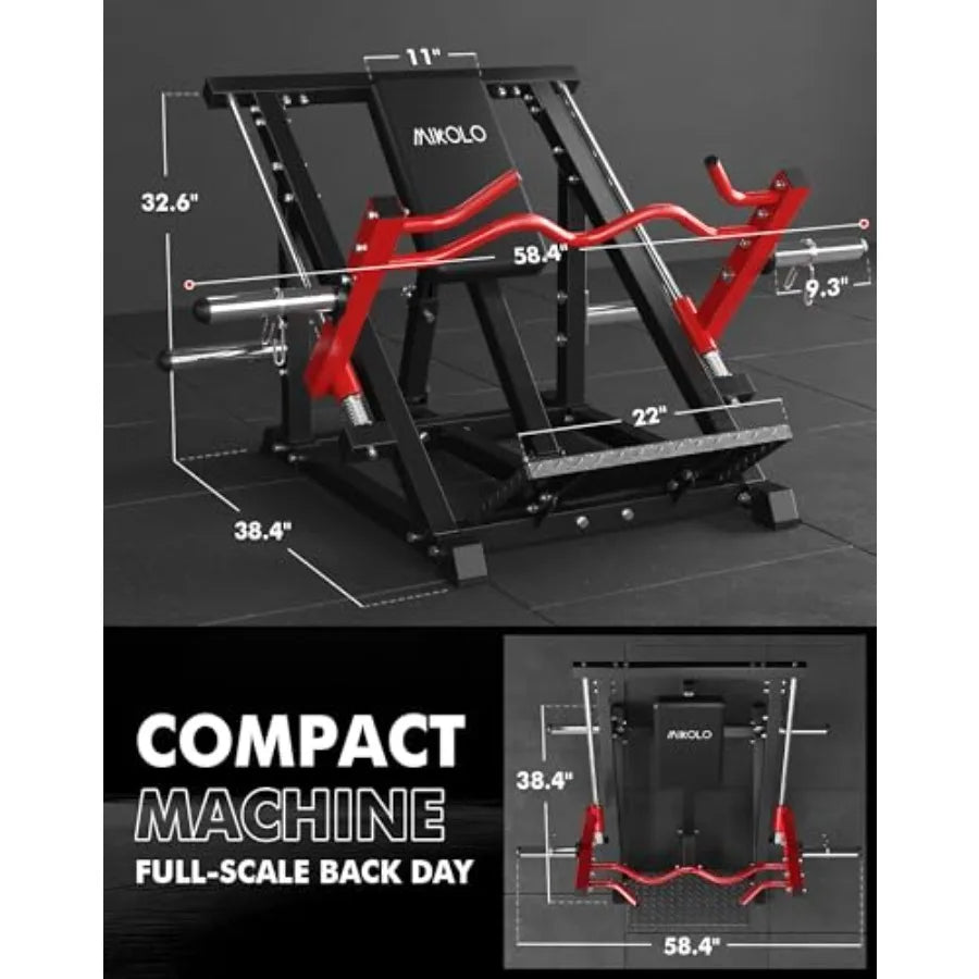 Linear Row Machine for Home Gym with Plate-Loaded Smith Row Linear Bearing Back Workout Equipment in Black High-Performance Res