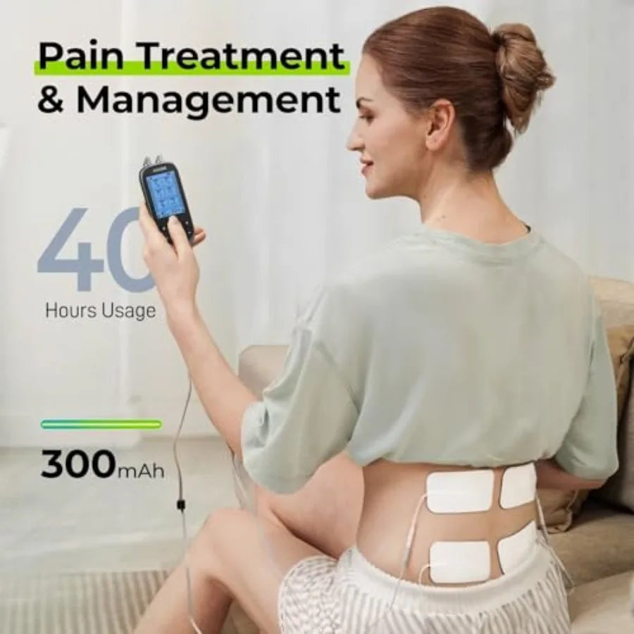 3-in-1 TENS Unit Muscle Stimulator EMS Massage Machine with 40 Intensities for Gradual Shoulder Sciatica Back Pain Relief 24 Mo