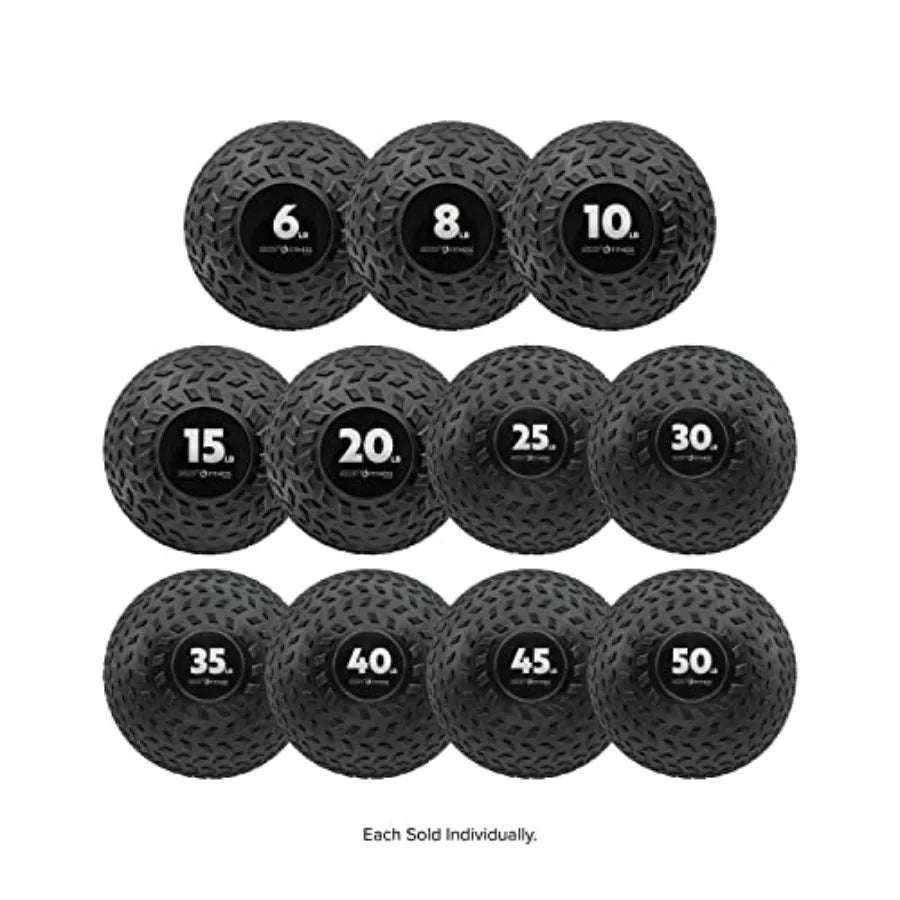 Rhino Fitness Slam Ball Sand-Filled Bounce-Resistant Ball for Strength Conditioning Black 650 lb