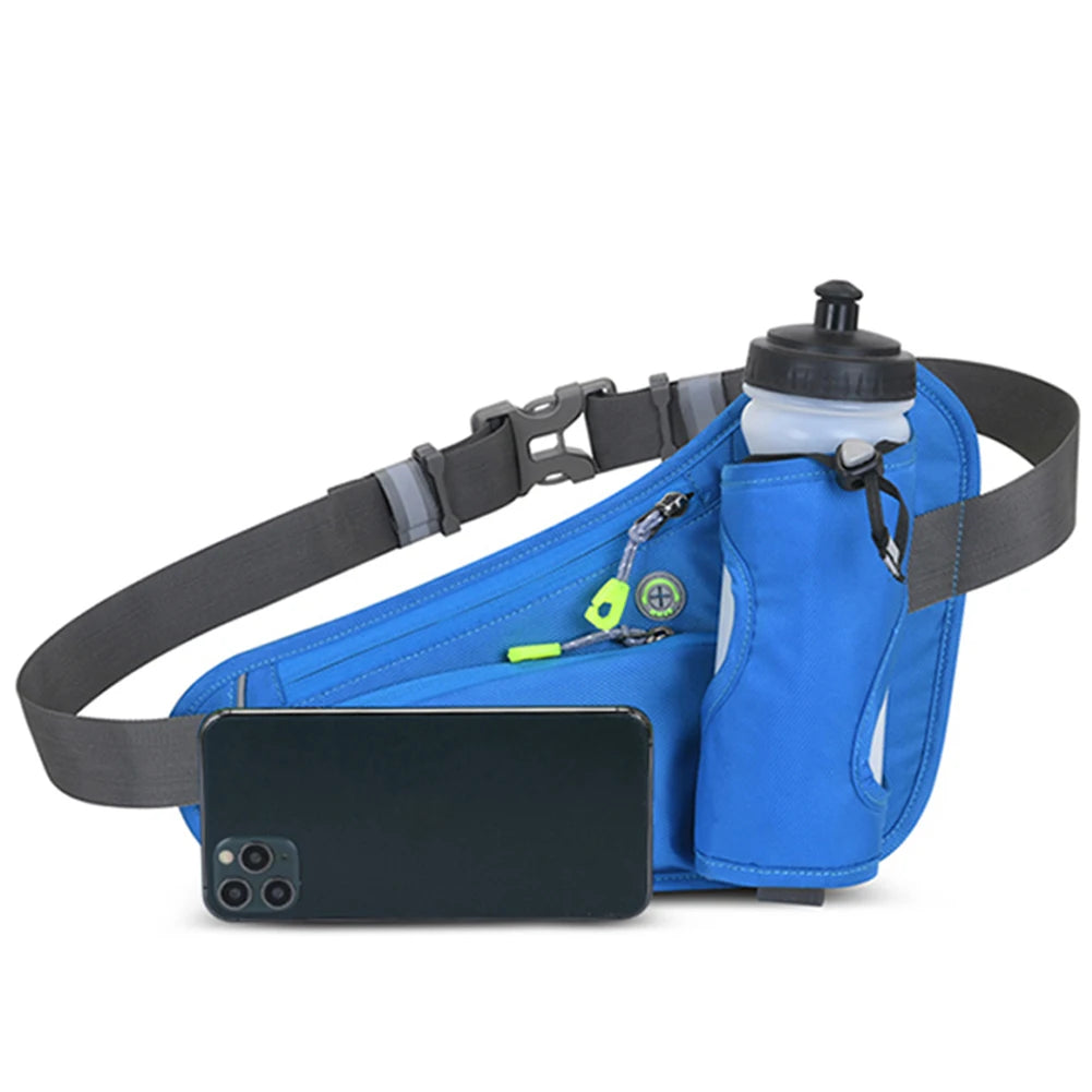Sports Belt Bag Reflective Hydration Belt Pack Large Capacity Water Bottle Holder Bag Multifunction for Hiking Walking