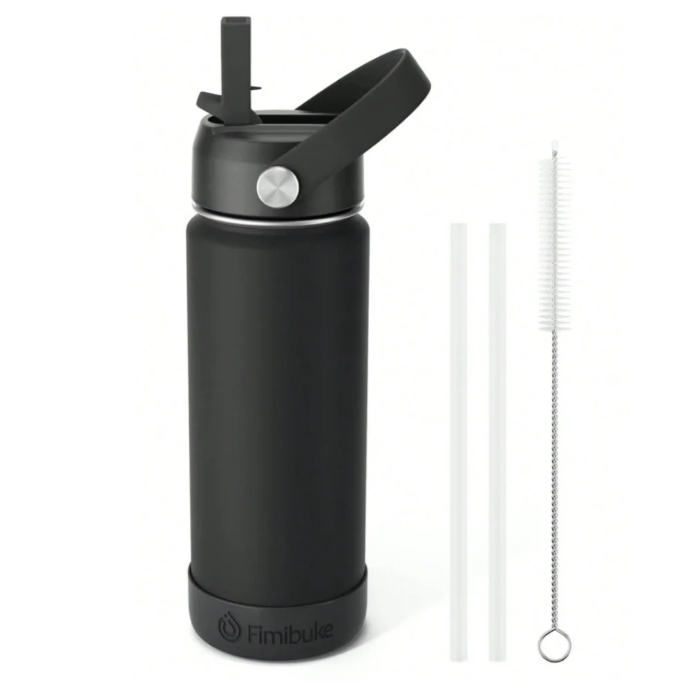Water Bottle With Straw, 18oz 18 8 Stainless Steel Water Bottles With Lid, Tumbler Double Wall Vacuum Leak Proof Water Bottle F