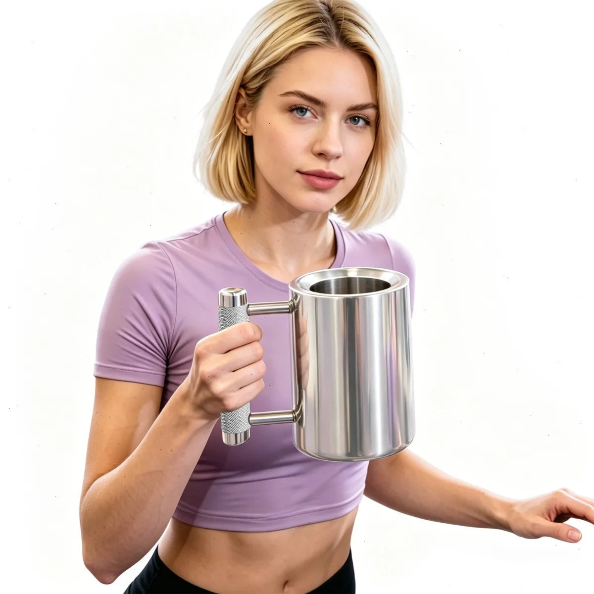 Adjustable Kettlebell, Stainless Steel Dumbbell Water Bottle, 8kg Fitness Weight, 300ml Leakproof Cup, Dual Use for Sports Training Hydration