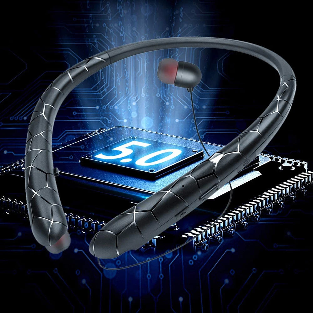 HX-831 Neckband Headset Noise Canceling Workout Headphones Bluetooth-Compatible5.0 Retractable Earbuds with Mic for Office Sport
