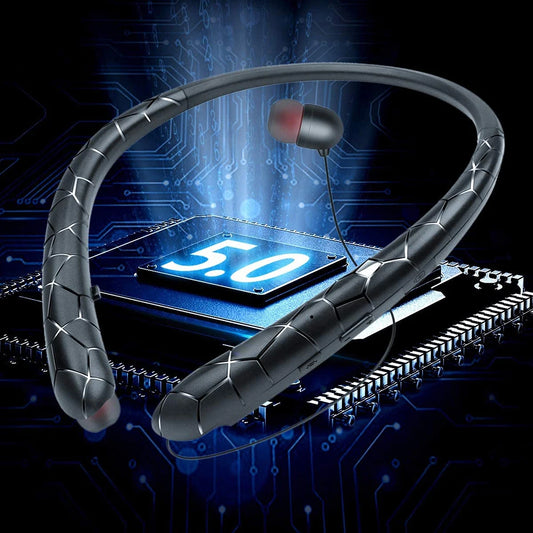 HX-831 Neckband Headset Noise Canceling Workout Headphones Bluetooth-Compatible5.0 Retractable Earbuds with Mic for Office Sport
