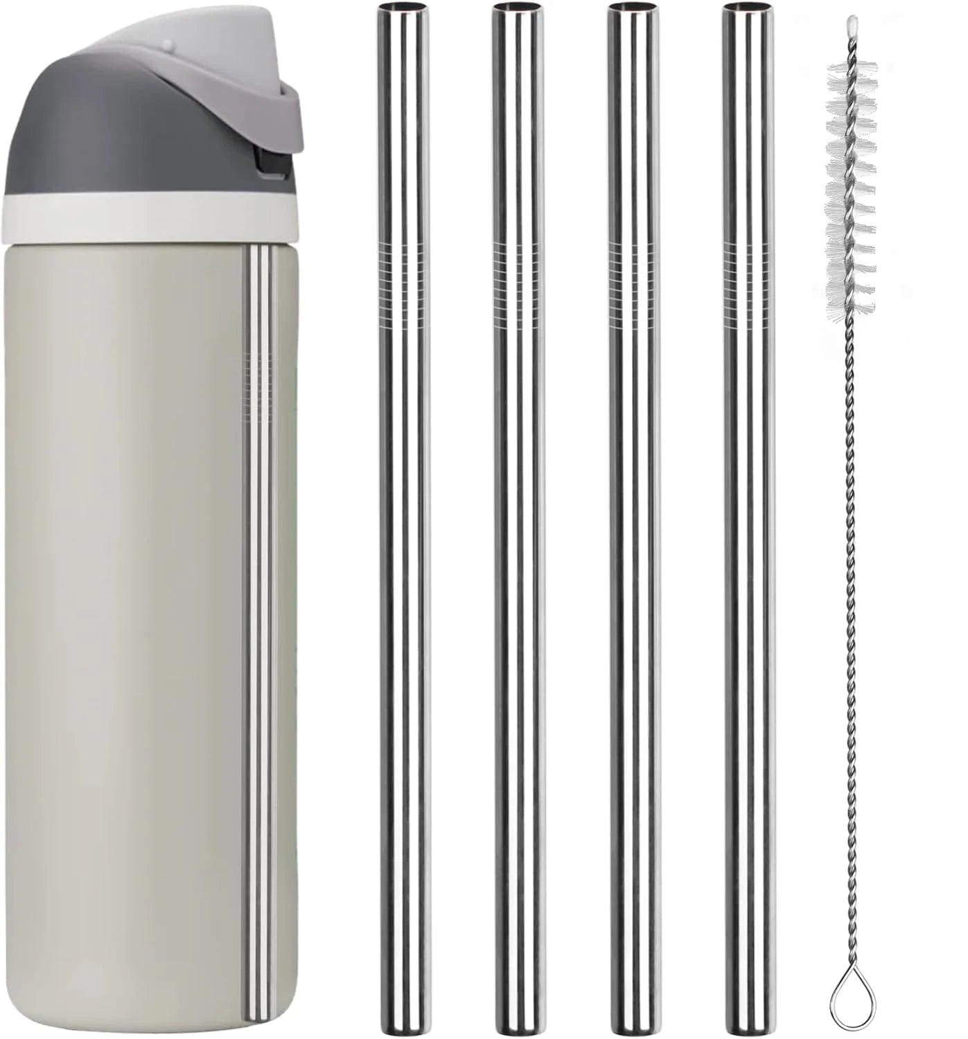 2/4/6Pcs Metal Replacement Straws for Owala Water Bottle 24 oz 32 oz, With 1 Cleaning Brush, Reusable Stainless Steel Straws