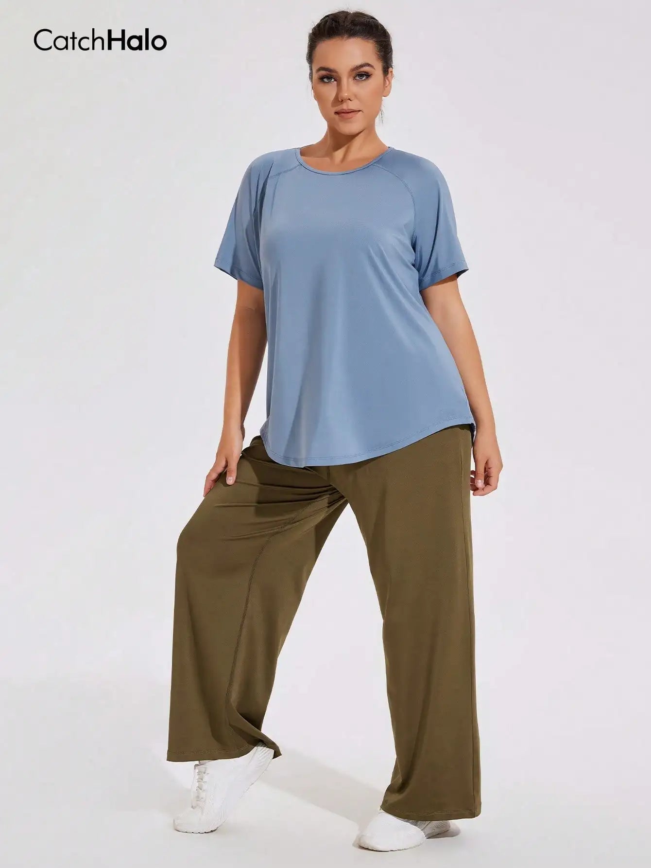 Women Plus Size Sports T-shirt Relaxed Fit Gym Top Breathable Lightweight Short Sleeve Yoga Tee Summer Activewear Clothing
