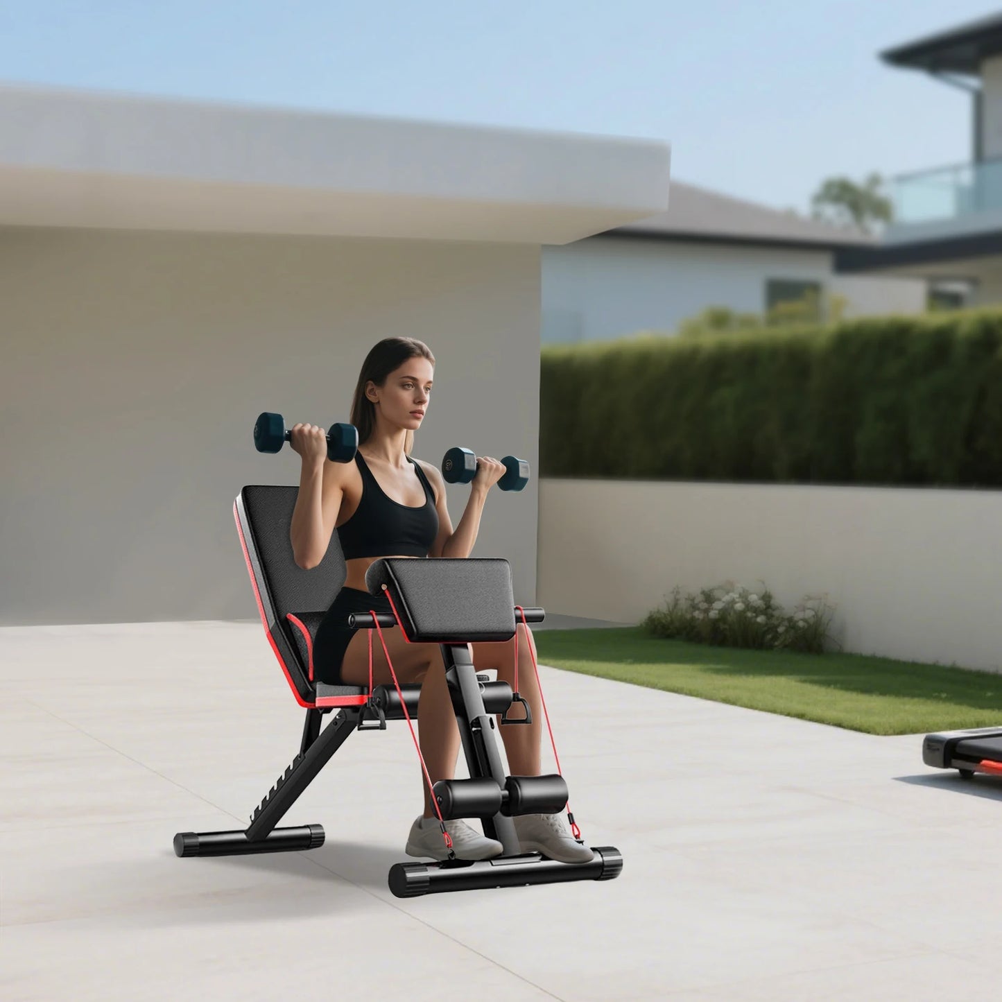 Space Saving Strength Training Bench Multifunctional Weight Bench 352Lbs Load Foldable Design with Ergonomic PU Cushion for Ab/Leg/Arm/Shoulder Training