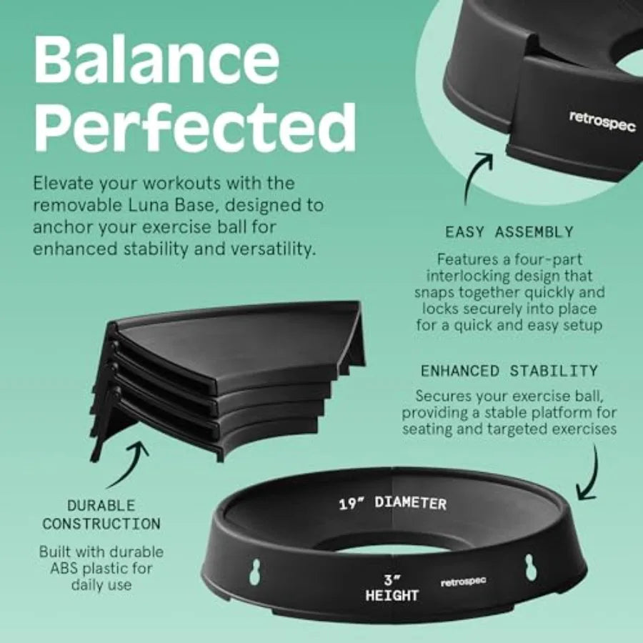 Luna Exercise Ball with Pump - Anti-Burst Fitn Equipment for Yoga, Core Training and Stability - Home Gym Swiss Ball for Office
