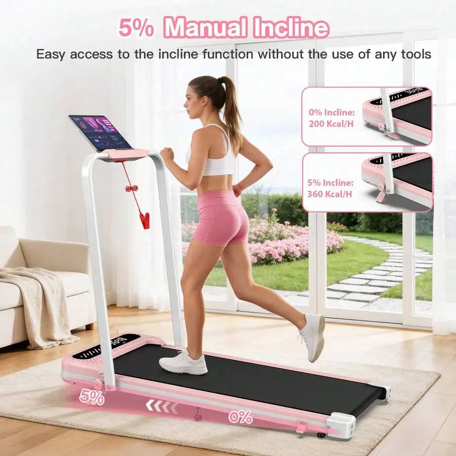 Foldable Treadmill With 10% Incline, Upgrade 3.0 HP Low Noise Walking Pad Treadmill With Handle Bar,LED Display&Wide Running Deck,320 Lbs Capacity,Works With KINOMAP Apps & Mute Remote Control