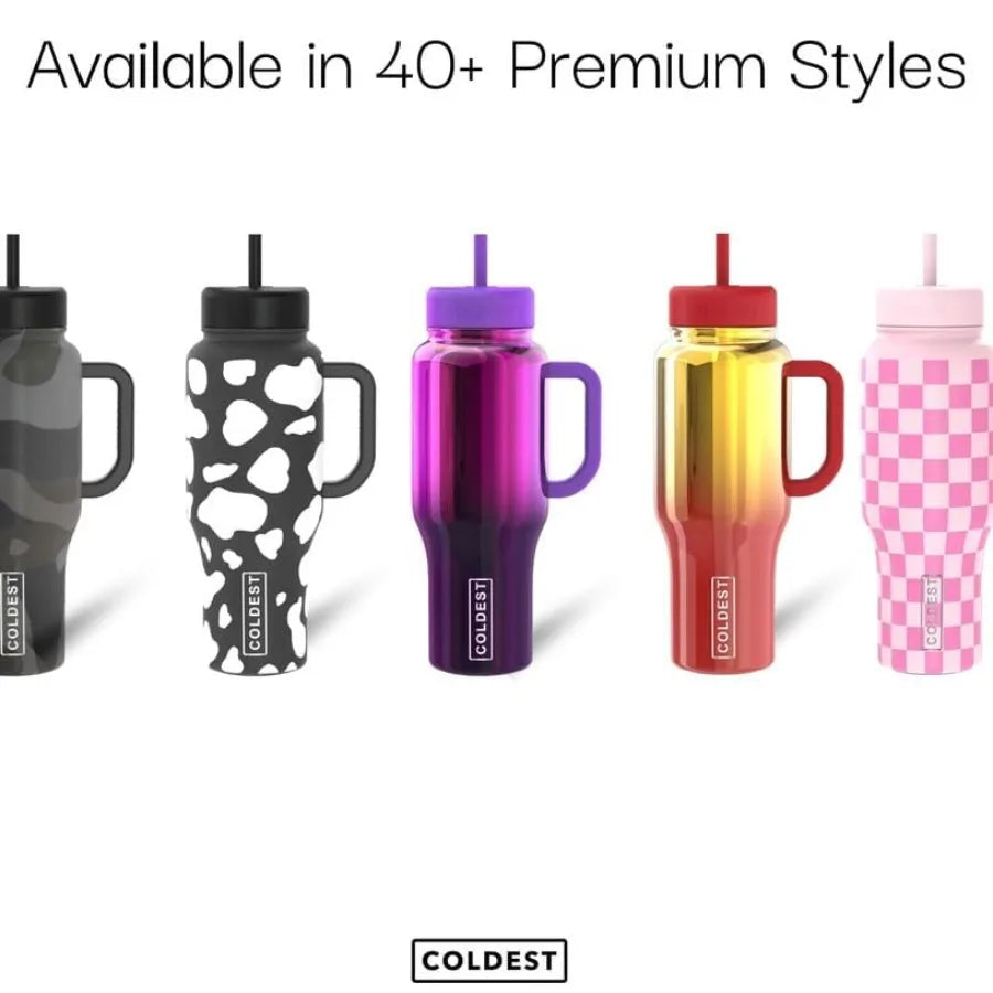 Coldest Tumbler with Handle and Straw for Outdoor Adventures Travel and Office Use - 100 Leak Proof Insulated Stainless Steel T
