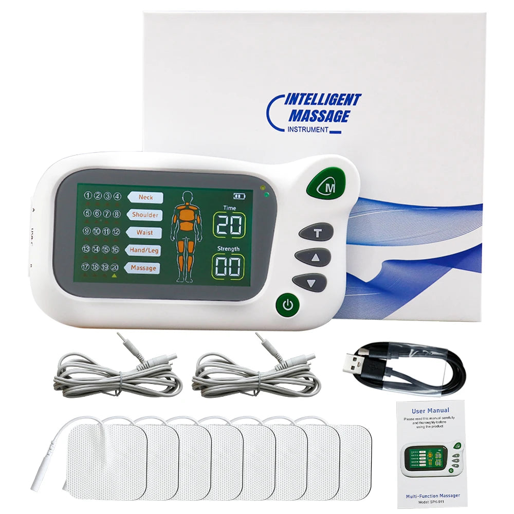 Rechargeable TENS Massager Pulse Acupuncture EMS Electric Muscle Stimulator Unit Electrostimulator Digital Relax Device
