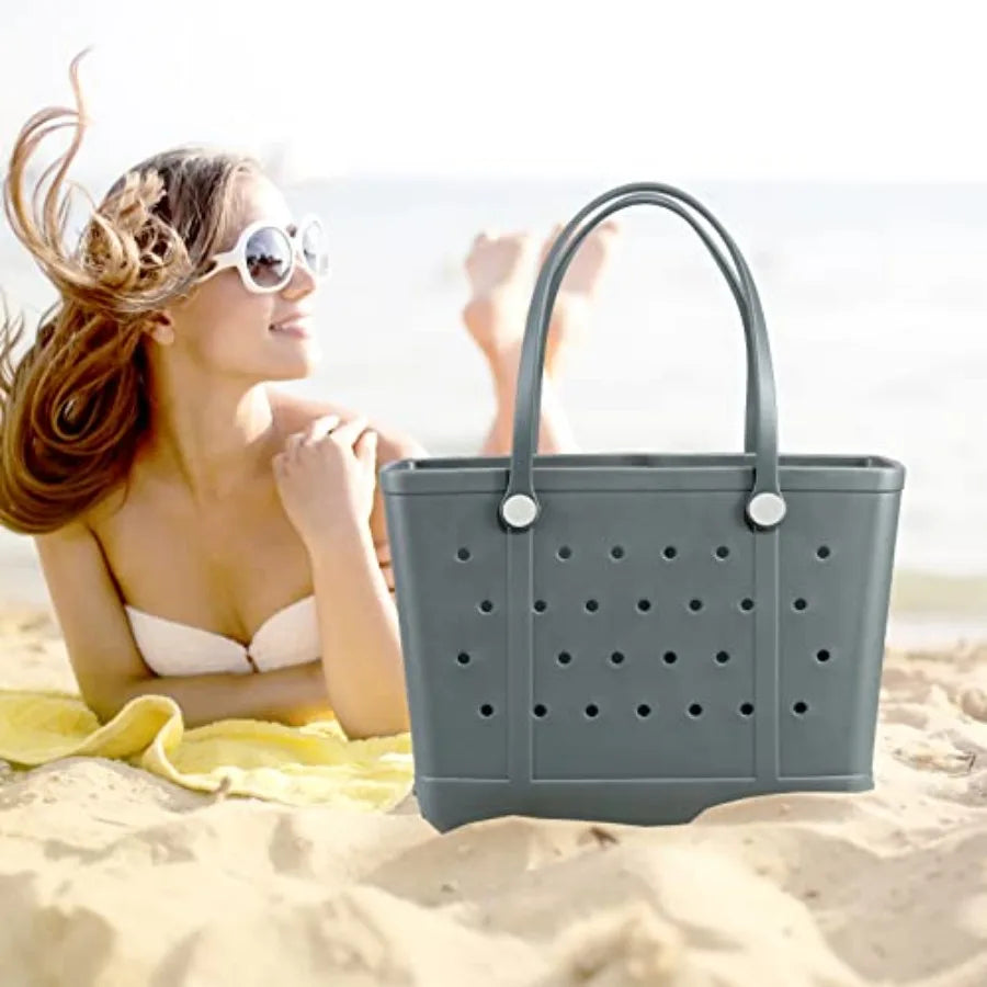 Beach Bag Waterproof Beach Tote Rubber XL Tote Bag Washable and Durable Open Handbag for Boat Pool Sports