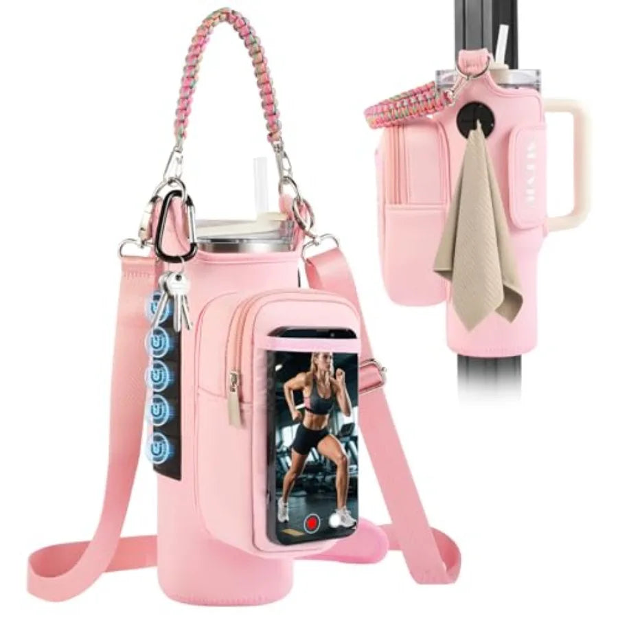 Magnetic Gym Bag for Men Women, Water Bottle Carrier Holder with Strap for, Small Bag Accories pouch with N52