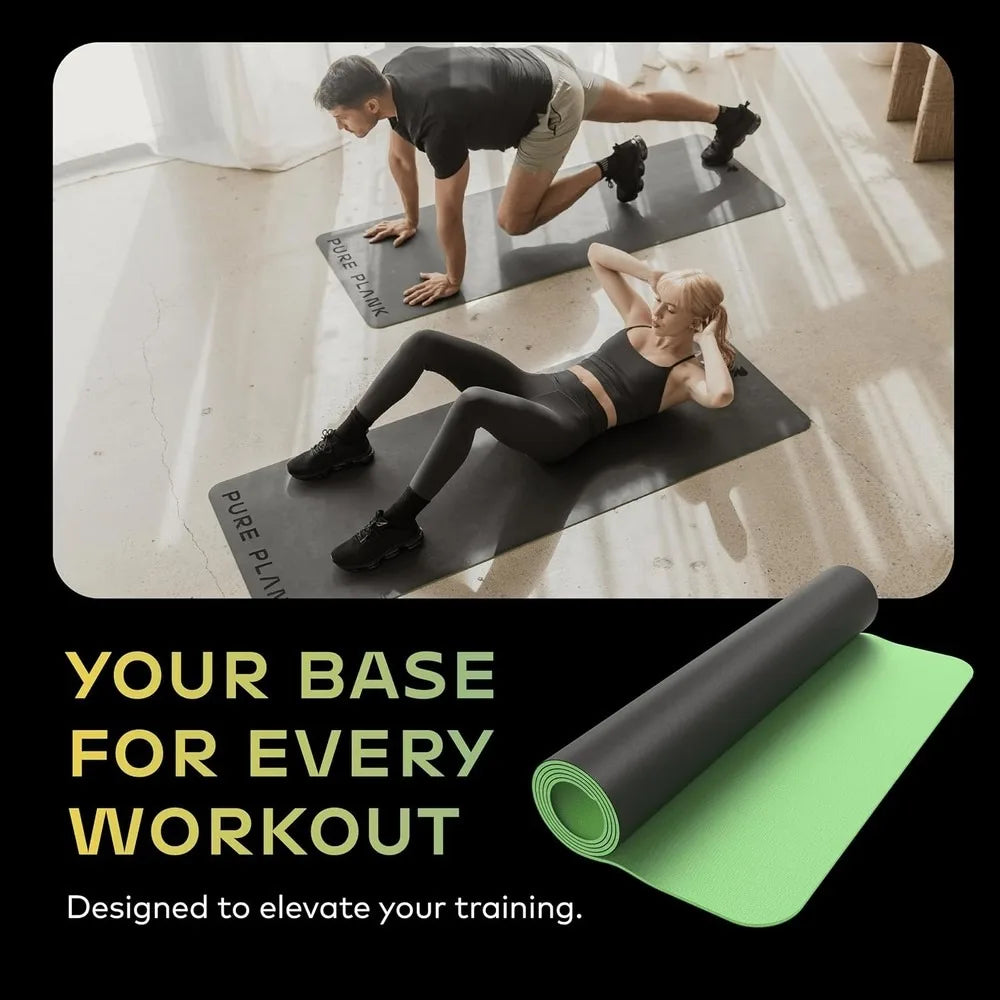 Reversible Yoga Mat 5mm Thick Dual Sided Non-Slip Eco-Friendly Natural Rubber Exercise Mat for Pilates HIIT Core Training &