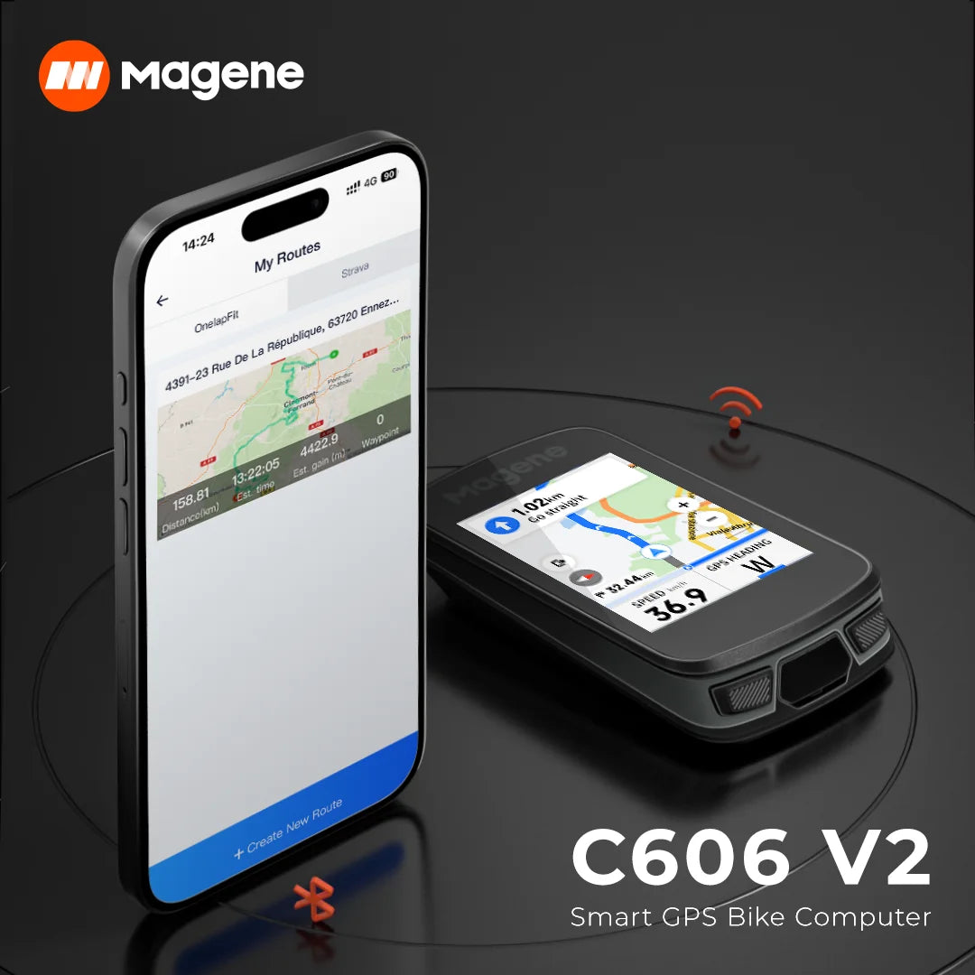 Magene C606V2 Touchscreen GPS Bike Computer WiFi Speedometer Cycling Climb Stopwatch Odometer Bluetooth Ant Navigation