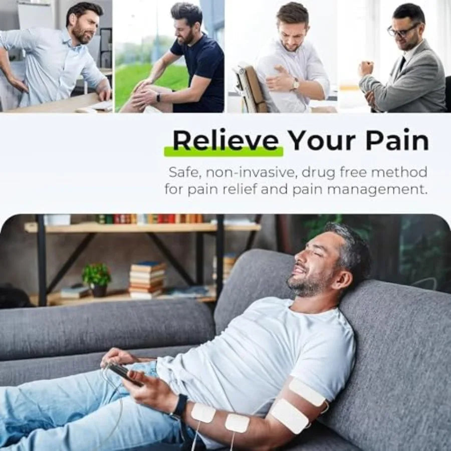 3-in-1 TENS Unit Muscle Stimulator EMS Massage Machine with 40 Intensities for Gradual Shoulder Sciatica Back Pain Relief 24 Mo