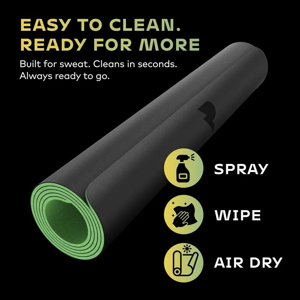 Reversible Yoga Mat 5mm Thick Dual Sided Non-Slip Eco-Friendly Natural Rubber Exercise Mat for Pilates HIIT Core Training &