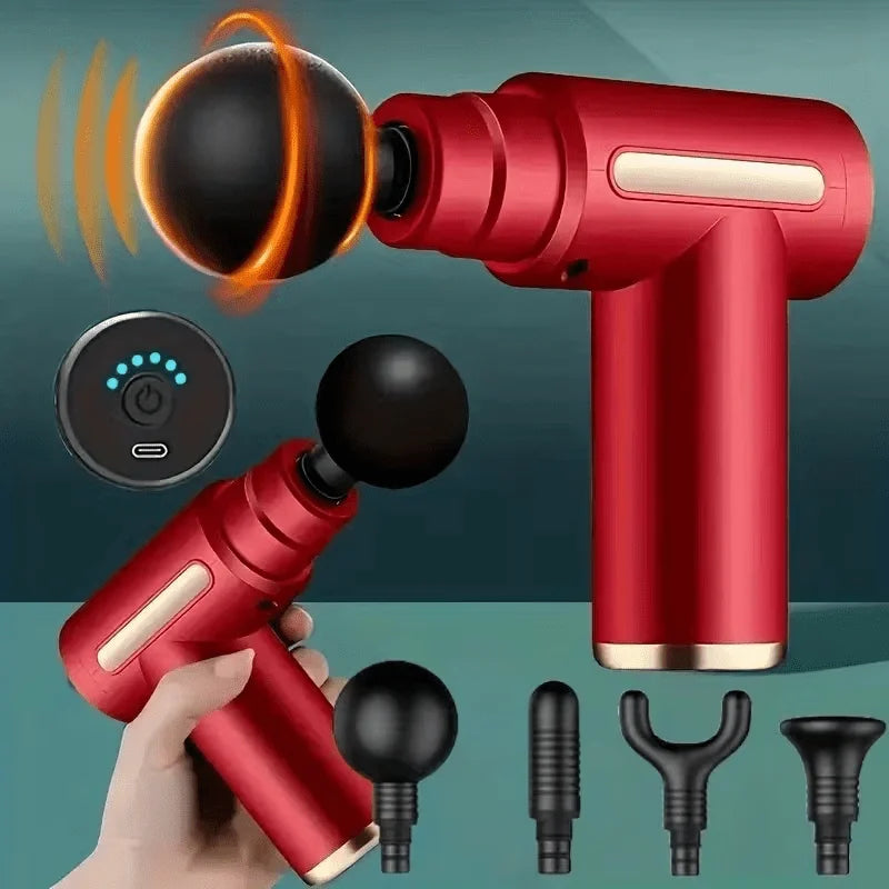 1pc Powerful Cordless Massage Gun with LED Display - Deep Tissue Muscle Relaxer, 4 Interchangeable Heads,1200mAh Lithium Battery