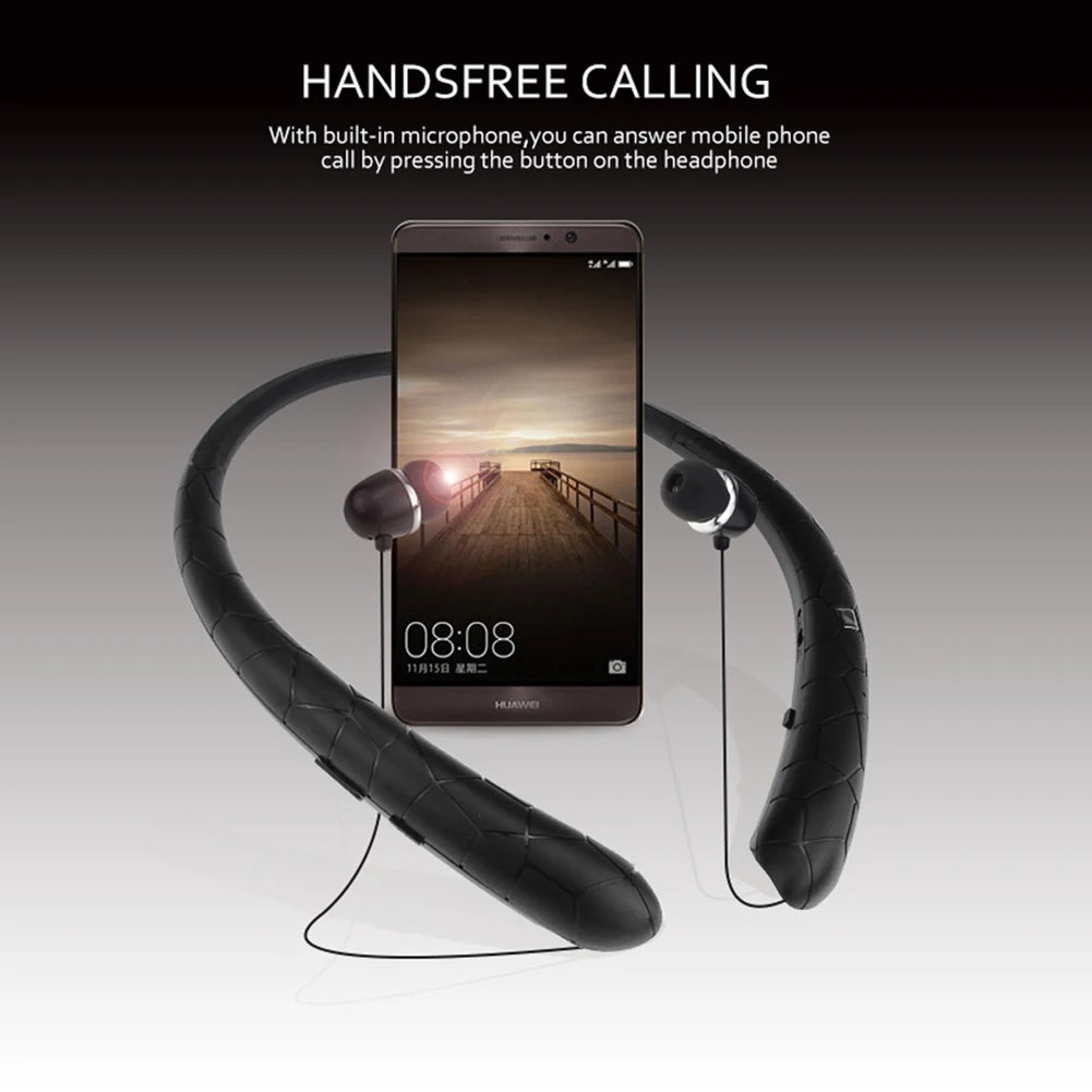 HX-831 Neckband Headset Noise Canceling Workout Headphones Bluetooth-Compatible5.0 Retractable Earbuds with Mic for Office Sport