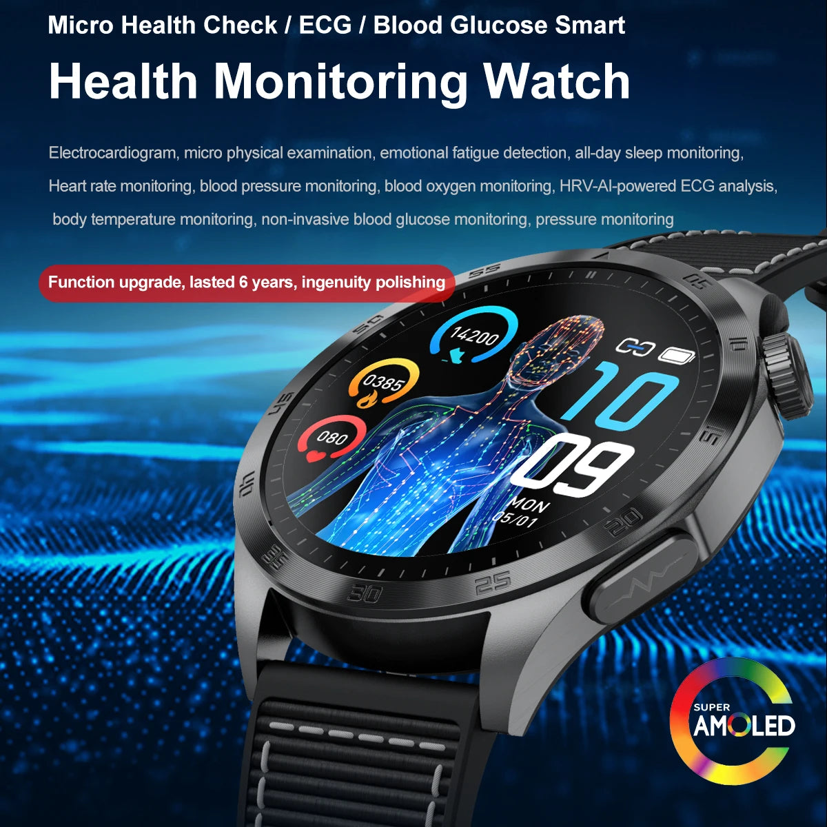 Marsyu 2026 New Nursing Grade Smart Watch ECG+PPG Blood Lipid Blood pressure Uric Acid HD Bluetooth Call Clock Health Smart Watch Men For iOS Android New Health Measurement SmartWatch Men Blood Oxygen Pressure HD Bluetooth Ca