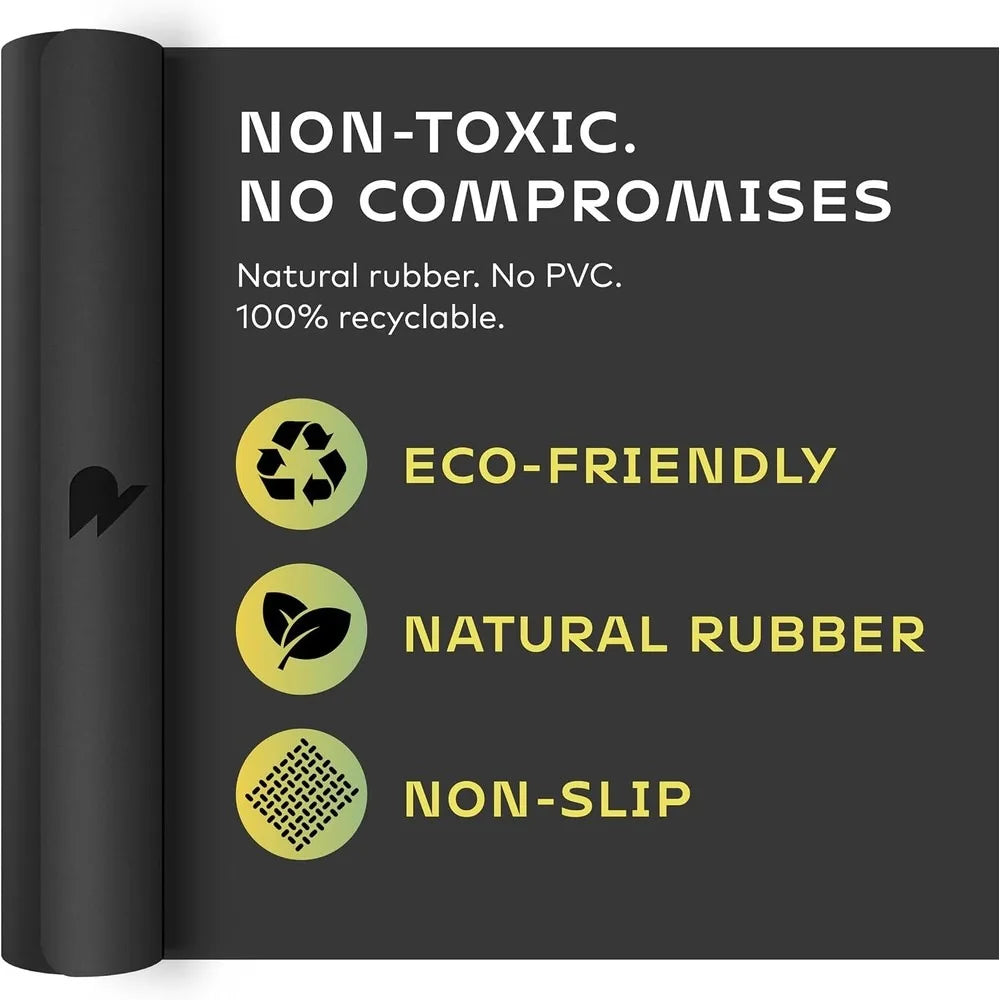 Reversible Yoga Mat 5mm Thick Dual Sided Non-Slip Eco-Friendly Natural Rubber Exercise Mat for Pilates HIIT Core Training &