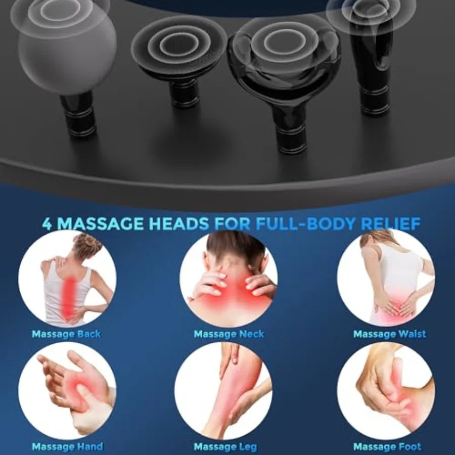 Massage Gun Deep Tissue with Extension Handle Professional Percussion 2-in-1 Detachable Back Massager for Pain ReliefMuscle Rel