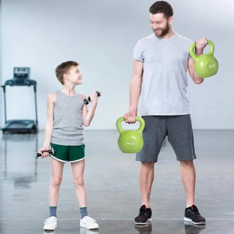 15lbs Kettlebell Set for Women Vinyl Coated Fitness Weight with Wide Comfort Grip Durable Cast Iron Sand Kettle Bell for Home G