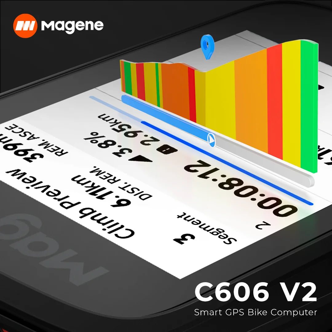 Magene C606V2 Touchscreen GPS Bike Computer WiFi Speedometer Cycling Climb Stopwatch Odometer Bluetooth Ant Navigation
