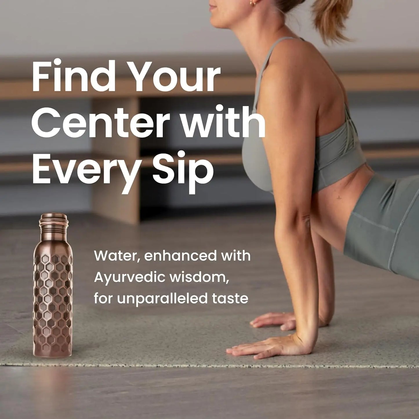 100% Copper Water Bottle 34 Oz Antique Black - Leak-Proof, Temperature Retention, Eco-Friendly Design for Hydration