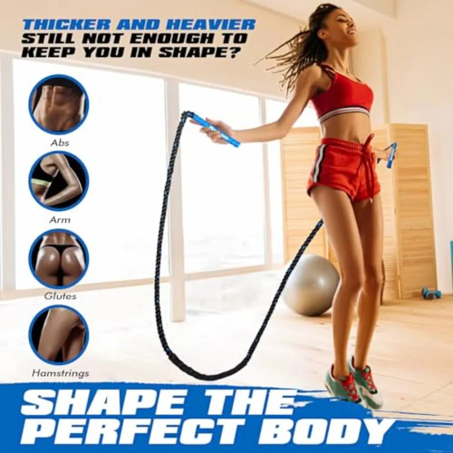 Jump Rope, Weighted Jump Rope for Fitness, Boxing Equipment Jump Ropes for Men Women, Battle Skipping Ropes for Exercise, Suita