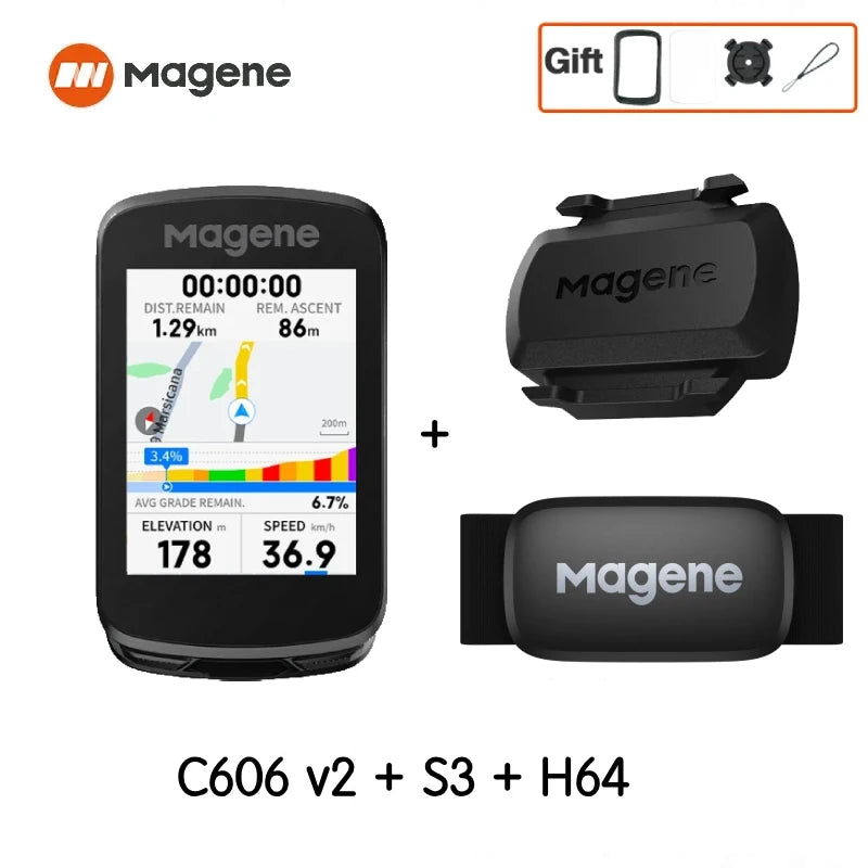 Magene C606V2 Touchscreen GPS Bike Computer WiFi Speedometer Cycling Climb Stopwatch Odometer Bluetooth Ant Navigation