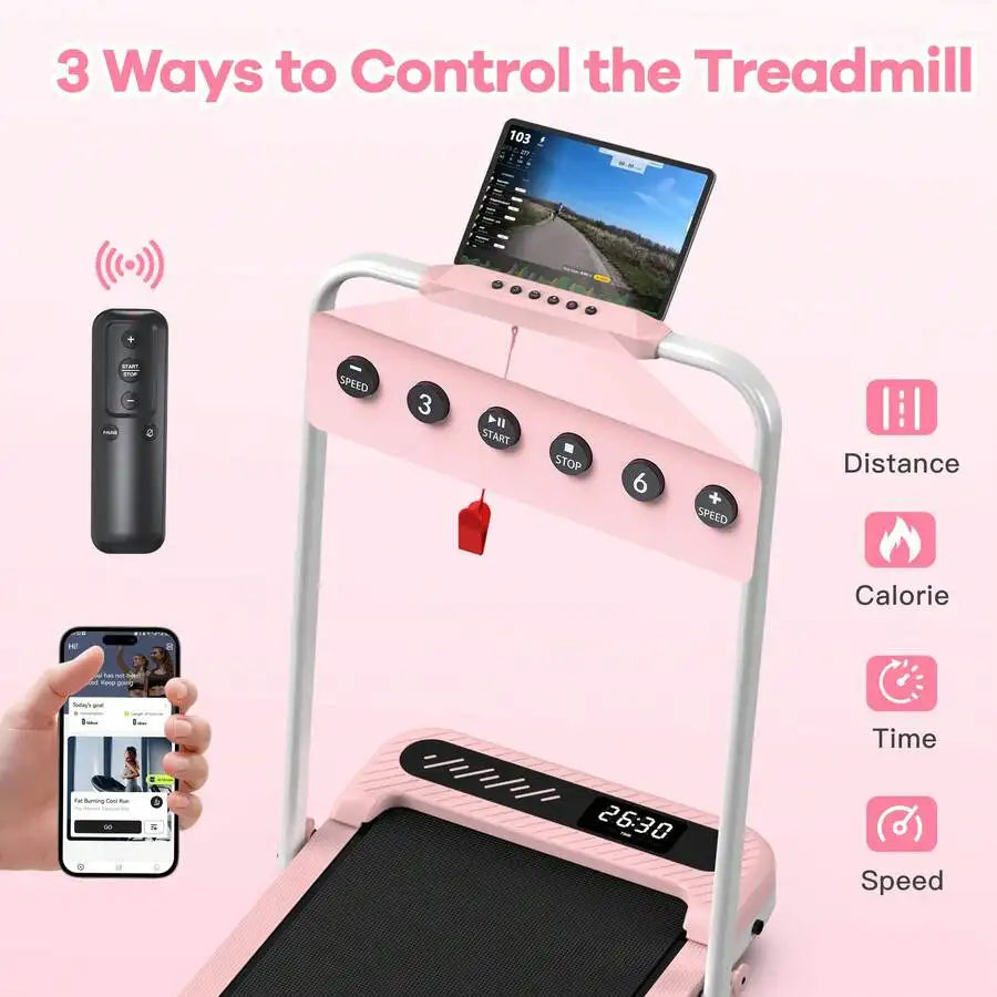 Foldable Treadmill With 10% Incline, Upgrade 3.0 HP Low Noise Walking Pad Treadmill With Handle Bar,LED Display&Wide Running Deck,320 Lbs Capacity,Works With KINOMAP Apps & Mute Remote Control