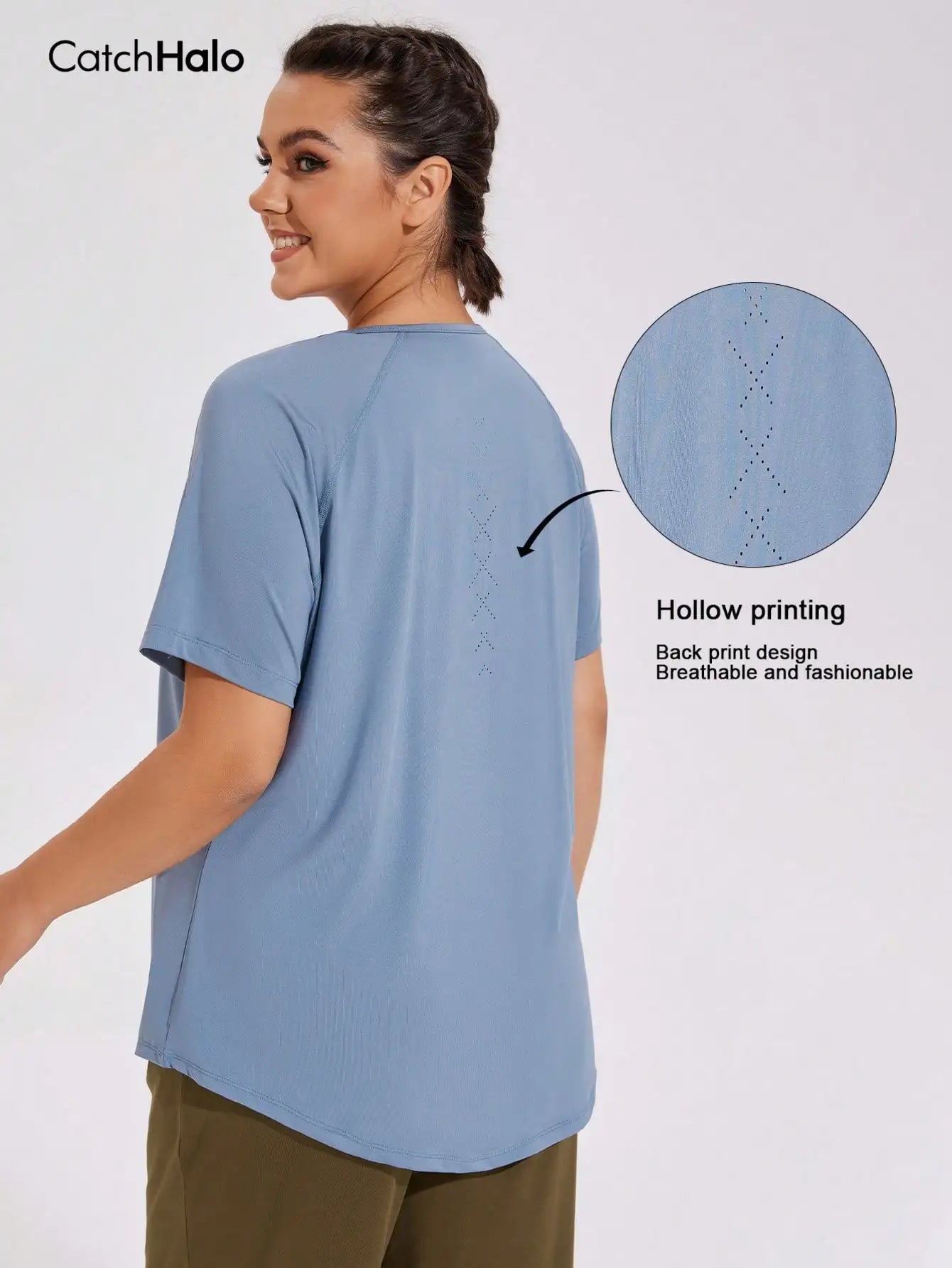 Women Plus Size Sports T-shirt Relaxed Fit Gym Top Breathable Lightweight Short Sleeve Yoga Tee Summer Activewear Clothing