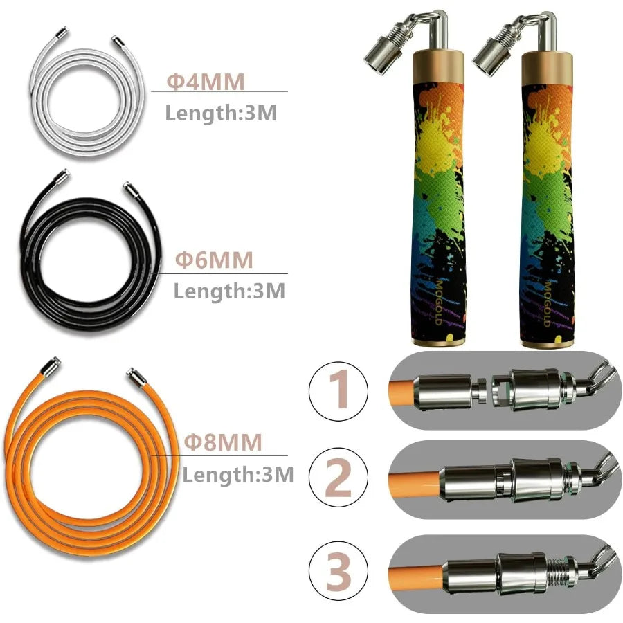 Weighted Jump Rope for Men Women -Interchangeable 1/5lb 1/4lb 1/2lb Heavy jump ropes - 360 Degree Spin - Length Adjustable,Ergon