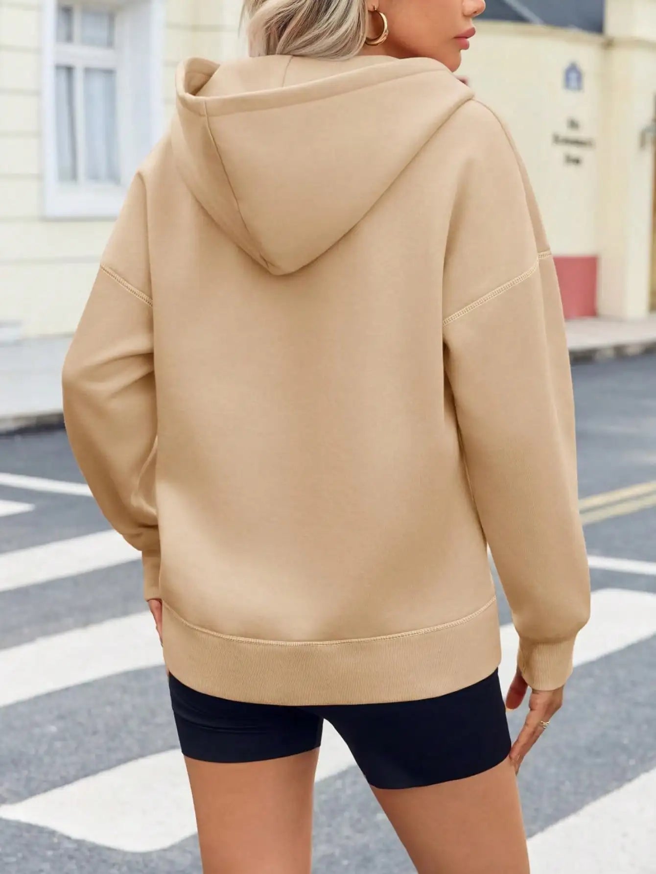 Women's Thick Half Zip Hoodie Winter Warm Pullover Y2K Contrast Stitch Sweatshirt Loose Fit Streetwear Plus  k pop clothes