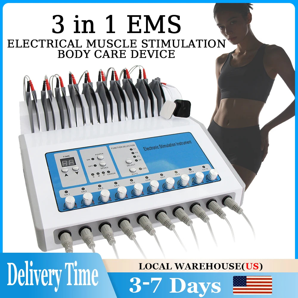 EMS Electric Muscle Stimulator Machine Russian Waves Microcurrent Body Massager Weight Loss Electro Myostimulation Slimming Tool