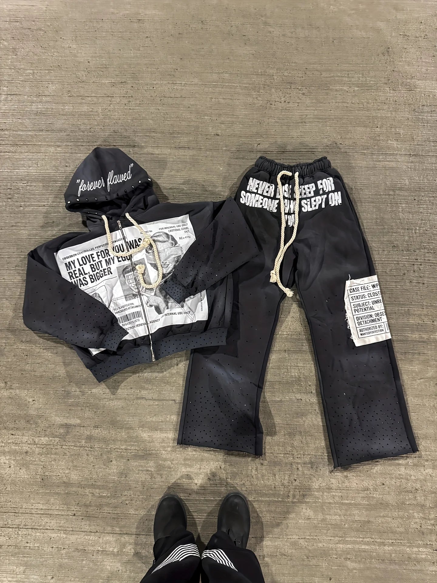 Rhinestone Embellished Zip Up Hoodie Newspaper Graphic Print Vintage Grunge Street Style Leisure Outerwear Daily Casual Loungewe