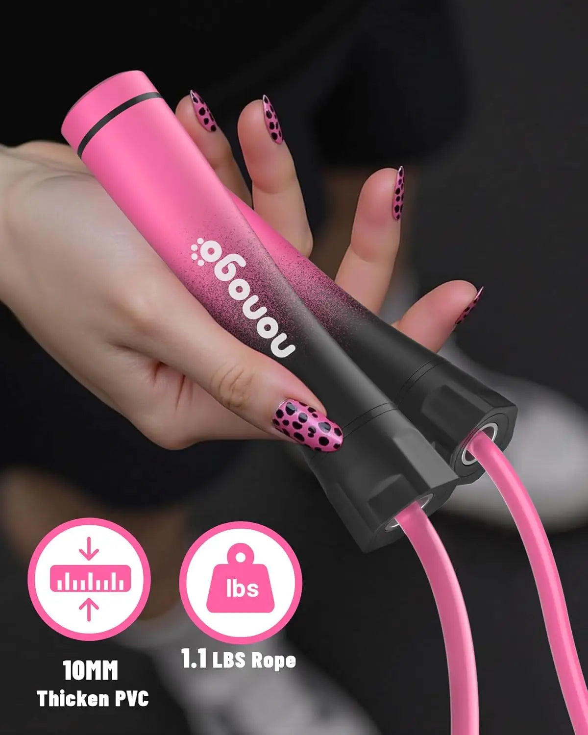 Weighted Jump Rope 1.1LB for Women – Adjustable 10mm PVC Skipping Rope for Fitness, High-Intensity Training, MMA, Boxing, CrossFit, Weight Loss